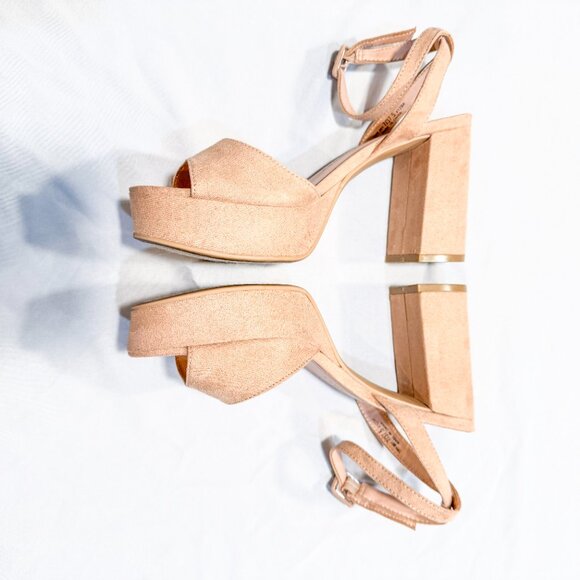 Chinese Laundry Theresa Platform Sandal Dark Nude Heel Microsuede Women's Size 7 - Picture 7 of 12